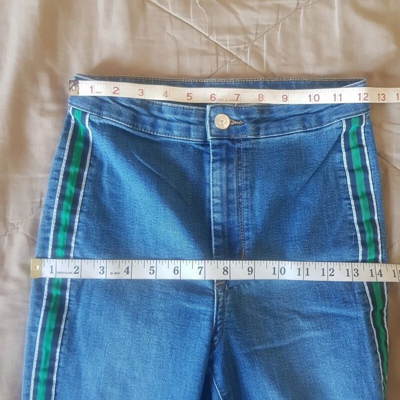 Divided H&M  Womens Jeans Size 4 Denim Y2K Side Striped Panel Mid Rise Waist - Picture 9 of 12
